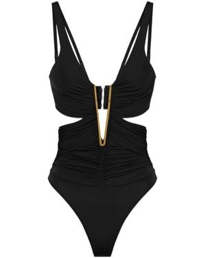 Elisabetta Franchi V-Neck Sleeveless Bodysuit - Black