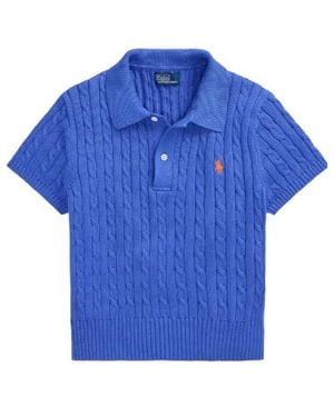 Polo Ralph Lauren Cable-Knit Polo Top - Blue