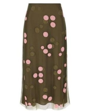 Fendi Polka Dot Embellished Tulle Midi Skirt - Green