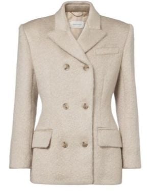 Magda Butrym Double-Breasted Wool-Blend Blazer - Natural