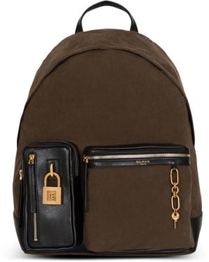 Balmain Pulse Calfskin And Nylon Backpack - Brown