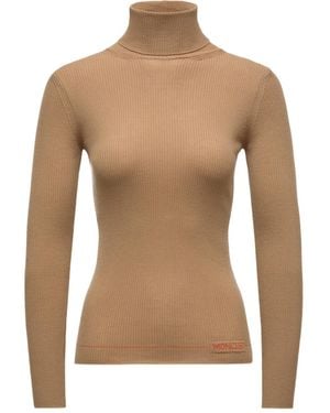 Moncler Logo Wool Turtleneck Jumper - Brown