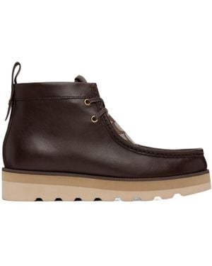 COACH Signature Logo-Jacquard Leather Boots - Brown