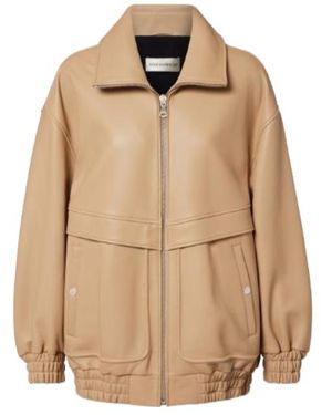 Nour Hammour Beck Leather Bomber Jacket - Natural