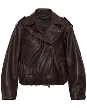 AllSaints Long-Sleeve Leather Jacket - Black