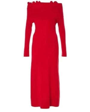 Altuzarra Lunaire Off-Shoulder Cashmere Gown - Red