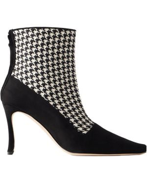 Manolo Blahnik Plaid Spliced Ankle Boots - Black