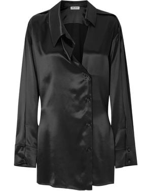 The Attico Asymmetric Satin Mini Dress - Black