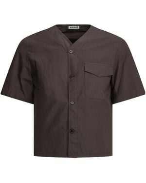 AURALEE V-Neck Short-Sleeved Shirt - Gray