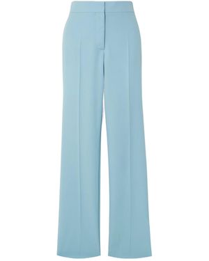 Stella McCartney Pleated Wool Straight-Leg Casual Trousers - Blue