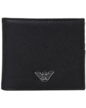 Emporio Armani Logo Detailed Bifold Wallet - Black