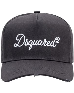 DSquared² Logo Embroidered Distressed Baseball Cap - Blue