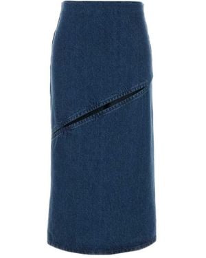 Jil Sander 02 Treated Asymmetric Denim Skirt - Blue