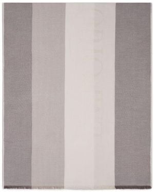 Emporio Armani Tonal-Stripe Scarf - Gray