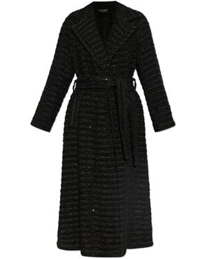 Dolce & Gabbana Micro-Sequin Embellished Tweed Coat - Black