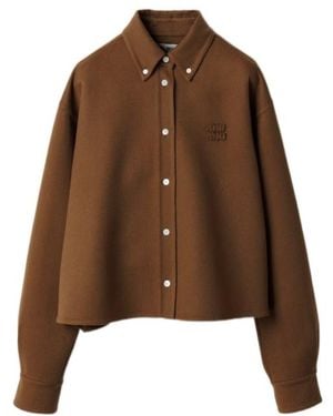 Miu Miu Long-Sleeved Button-Up Shirt - Brown