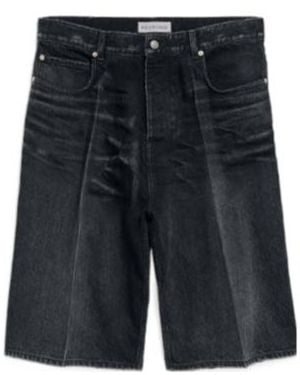 Balenciaga Denim Stay Press Shorts - Black