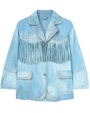 Ermanno Scervino Fringed Laser-Cut Jacket - Blue