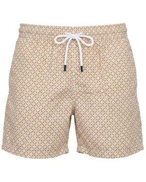 Fedeli Drawstring Elastic-Waist Swim Shorts - Natural