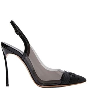 Casadei Blade Pvc Slingback Heeled Court Shoes - Metallic