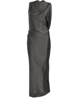 Victoria Beckham Draped Satin-Crepe Midi Dress - Gray