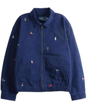 Polo Ralph Lauren Bayport Embroidered-Motif Zip-Up Jacket - Blue