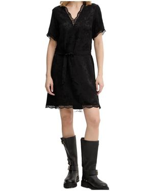 Zadig & Voltaire Lace-Trimmed Floral-Print Mini Dress - Black