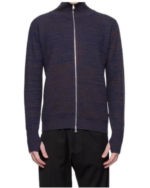 Barena Ribbed Knit Zip-Up Sweater - Blue