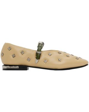 Toga Mary Jane Patterned Rivet Flats - Natural
