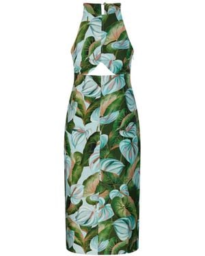 FARM Rio Cut-Out Floral-Print Midi Dress - Green