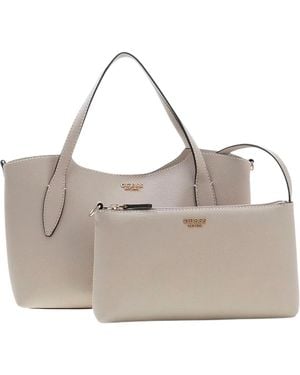 Guess Logo-Letter Shoulder Bag - Grey