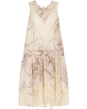 Anna Sui Chiffon Midi Dress - Natural