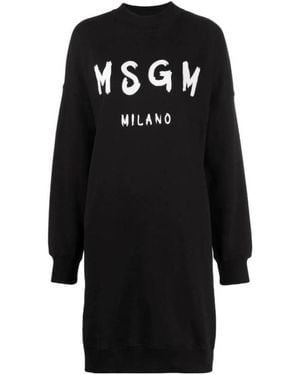 MSGM Logo Printed Dress - Black