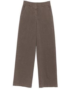 Peserico Wide-Leg Cotton-Twill Pants - Brown