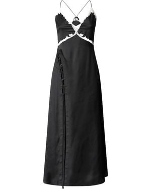 Pinko Slit And Lace Inserts Long Dress - Black