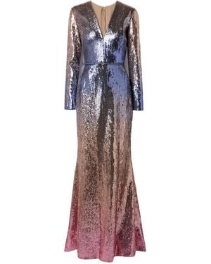 Elie Saab Gradient Sequin Maxi Dress - Purple