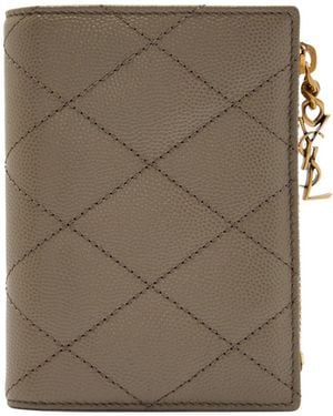 Saint Laurent Leather Zip Card Holder - Brown