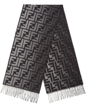 Fendi Ff Wool Scarf - Gray
