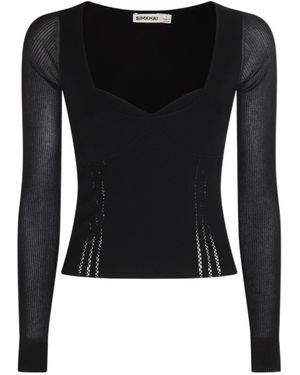 Jonathan Simkhai Sweetheart-Neck Fine-Knit Top - Black