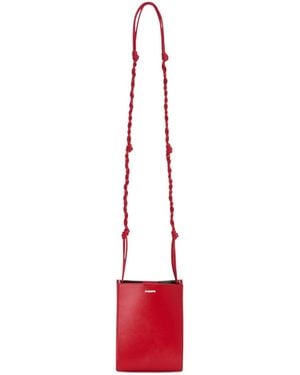 Jil Sander Tangle Small Logo Embossed Crossbody Bag - Red