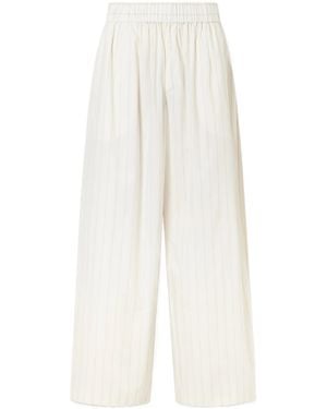 St. Agni Striped Wide-Leg Casual Pants - White