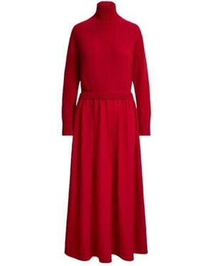 Polo Ralph Lauren Knitted High Neck Dress - Red