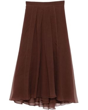 Brunello Cucinelli Pleated Midi Circle Skirt - Brown