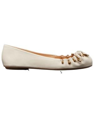 Chloé Charms Leather Ballet Flats - Natural