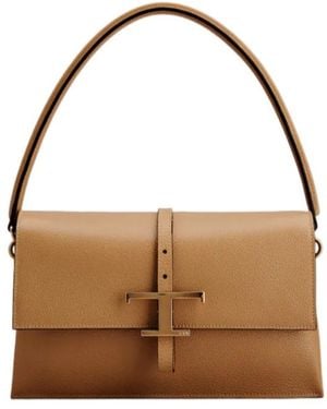 Tod's T Timeless Flap Shoulder Bag - Brown