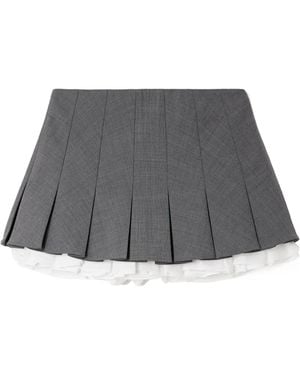 ShuShu/Tong Layered Pleated Grain De Poudre Mini Skirt - Grey