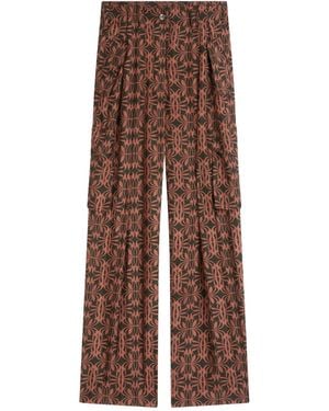 Dries Van Noten Pattern Printed Satin Cargo Trousers - Brown