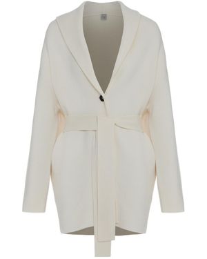 TOTEME Totme Single-Breasted Belted Coat - Grey