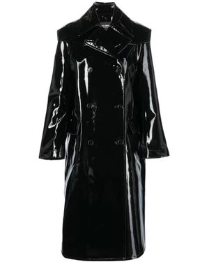 Raf Simons Double-Breasted Lapel Long Overcoat - Black
