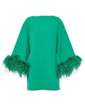 Safiyaa Arama Feather-Trimmed Minidress - Green